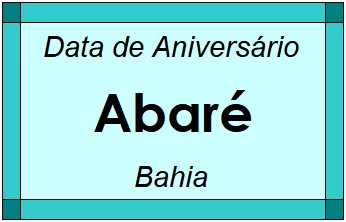 Data de Aniversário da Cidade Abaré