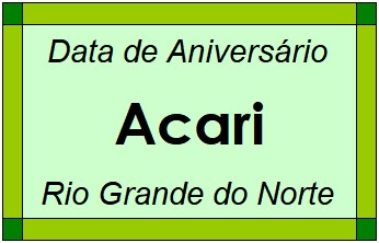 Data de Aniversário da Cidade Acari