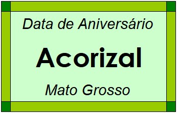 Data de Aniversário da Cidade Acorizal