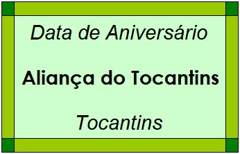 Data de Aniversário da Cidade Aliança do Tocantins