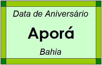 Data de Aniversário da Cidade Aporá