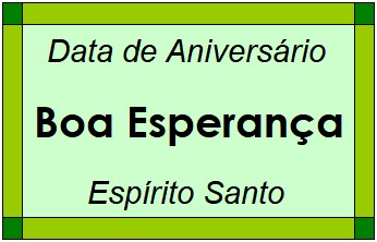 Data de Aniversário da Cidade Boa Esperança