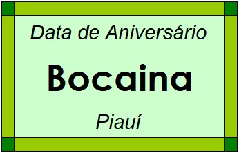 Data de Aniversário da Cidade Bocaina