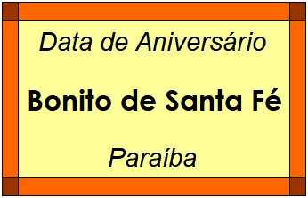 Data de Aniversário da Cidade Bonito de Santa Fé