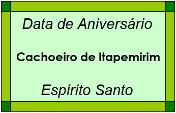 Data de Aniversário da Cidade Cachoeiro de Itapemirim