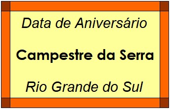 Data de Aniversário da Cidade Campestre da Serra