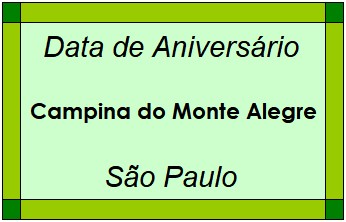 Data de Aniversário da Cidade Campina do Monte Alegre