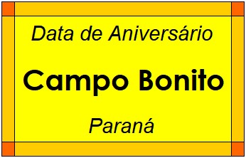 Data de Aniversário da Cidade Campo Bonito