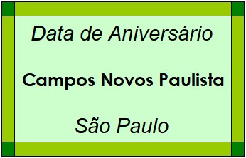 Data de Aniversário da Cidade Campos Novos Paulista