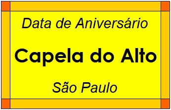 Data de Aniversário da Cidade Capela do Alto