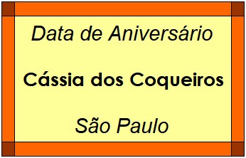 Data de Aniversário da Cidade Cássia dos Coqueiros