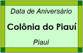 Data de Aniversário da Cidade Colônia do Piauí