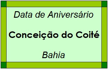 Data de Aniversário da Cidade Conceição do Coité