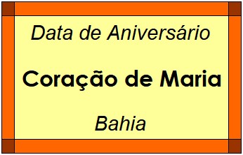 Data de Aniversário da Cidade Coração de Maria