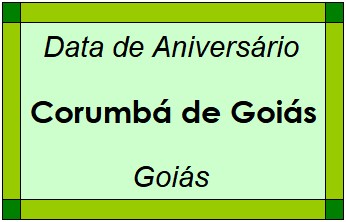 Data de Aniversário da Cidade Corumbá de Goiás