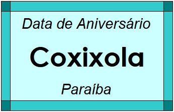 Data de Aniversário da Cidade Coxixola