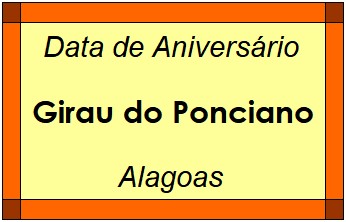 Data de Aniversário da Cidade Girau do Ponciano