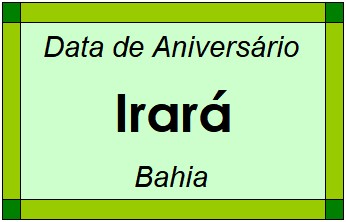 Data de Aniversário da Cidade Irará