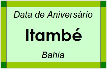 Data de Aniversário da Cidade Itambé