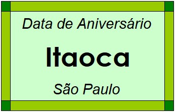 Data de Aniversário da Cidade Itaoca