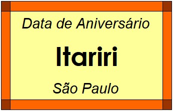 Data de Aniversário da Cidade Itariri