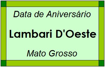 Data de Aniversário da Cidade Lambari D'Oeste