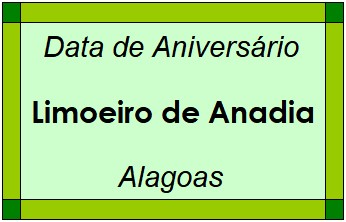 Data de Aniversário da Cidade Limoeiro de Anadia