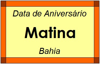 Data de Aniversário da Cidade Matina