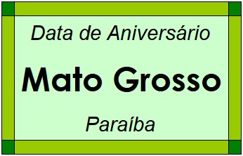 Data de Aniversário da Cidade Mato Grosso