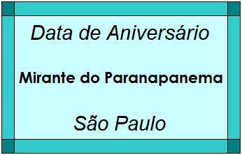 Data de Aniversário da Cidade Mirante do Paranapanema