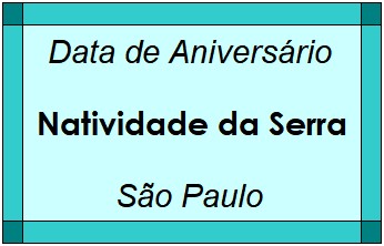 Data de Aniversário da Cidade Natividade da Serra