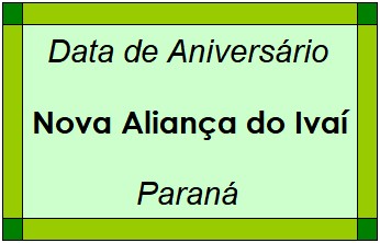 Data de Aniversário da Cidade Nova Aliança do Ivaí