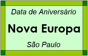 Data de Aniversário da Cidade Nova Europa