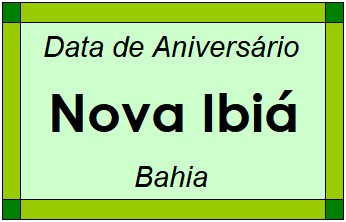 Data de Aniversário da Cidade Nova Ibiá