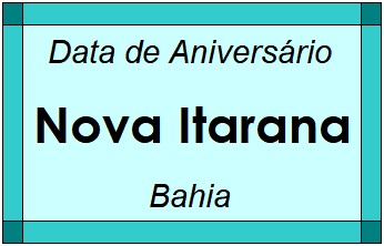 Data de Aniversário da Cidade Nova Itarana