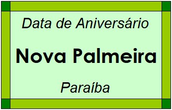 Data de Aniversário da Cidade Nova Palmeira