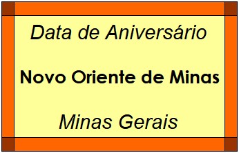 Data de Aniversário da Cidade Novo Oriente de Minas