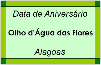 Data de Aniversário da Cidade Olho d'Água das Flores