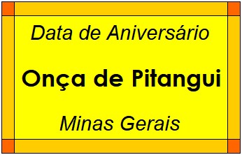 Data de Aniversário da Cidade Onça de Pitangui