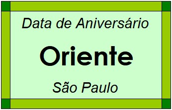 Data de Aniversário da Cidade Oriente