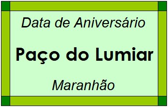 Data de Aniversário da Cidade Paço do Lumiar