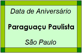 Data de Aniversário da Cidade Paraguaçu Paulista