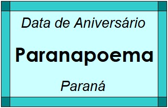 Data de Aniversário da Cidade Paranapoema