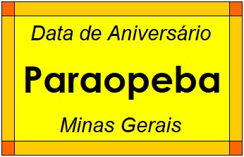 Data de Aniversário da Cidade Paraopeba