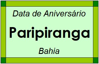 Data de Aniversário da Cidade Paripiranga