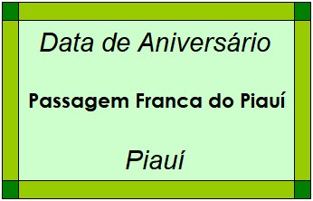 Data de Aniversário da Cidade Passagem Franca do Piauí