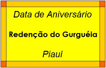 Data de Aniversário da Cidade Redenção do Gurguéia