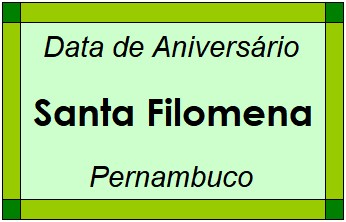 Data de Aniversário da Cidade Santa Filomena