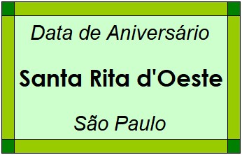 Data de Aniversário da Cidade Santa Rita d'Oeste