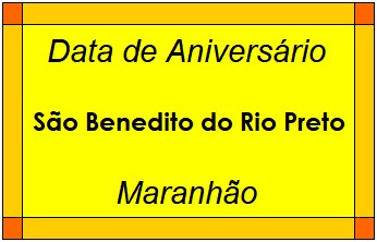 Data de Aniversário da Cidade São Benedito do Rio Preto